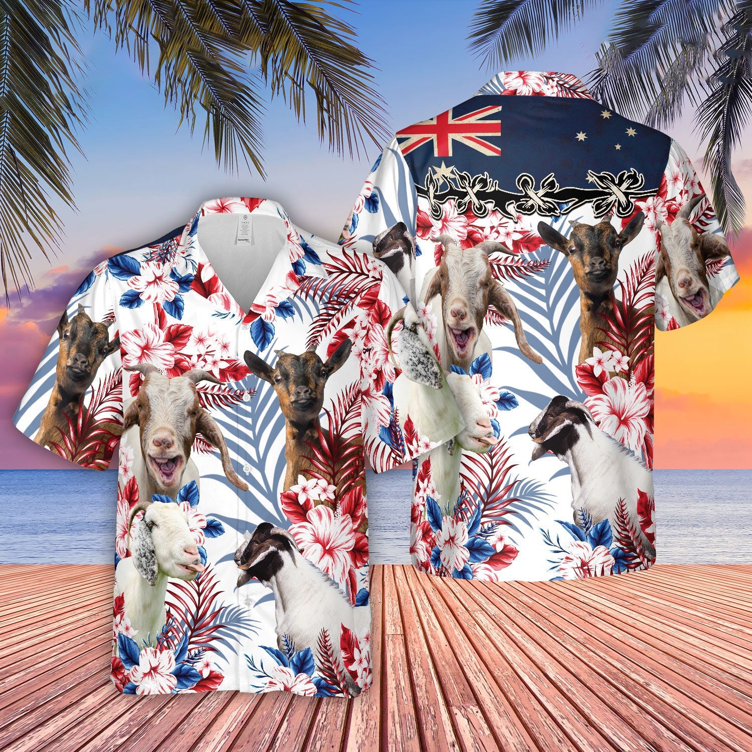 Unique Goat Lovers Australia Flag Hawaiian Flowers Hawaiian Shirt