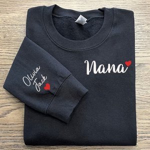 Custom Text Nana Trend - Embroidered Hoodie, Sweatshirt, Tshirt - Gift for Grandma, Family