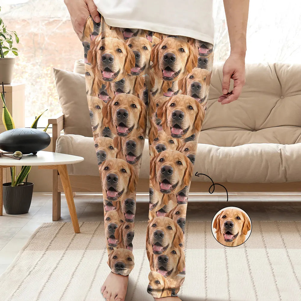 Custom Photo  Funny Face Pattern Dog Cat - Gift For Pet Lovers - Personalized Pajama Pants NA94