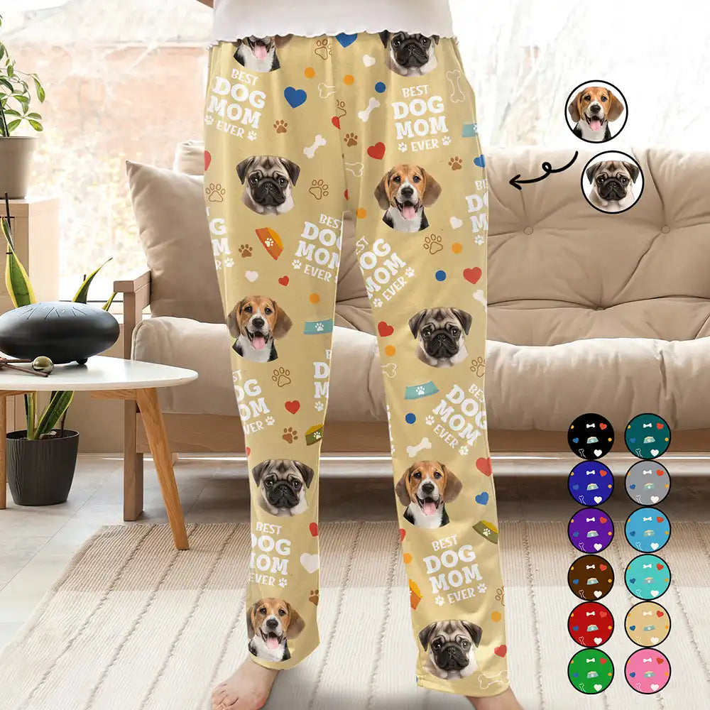 Custom Photo Best Dog Mom Dog Dad  - Gift For Pet Lovers - Personalized Pajama Pants NA94