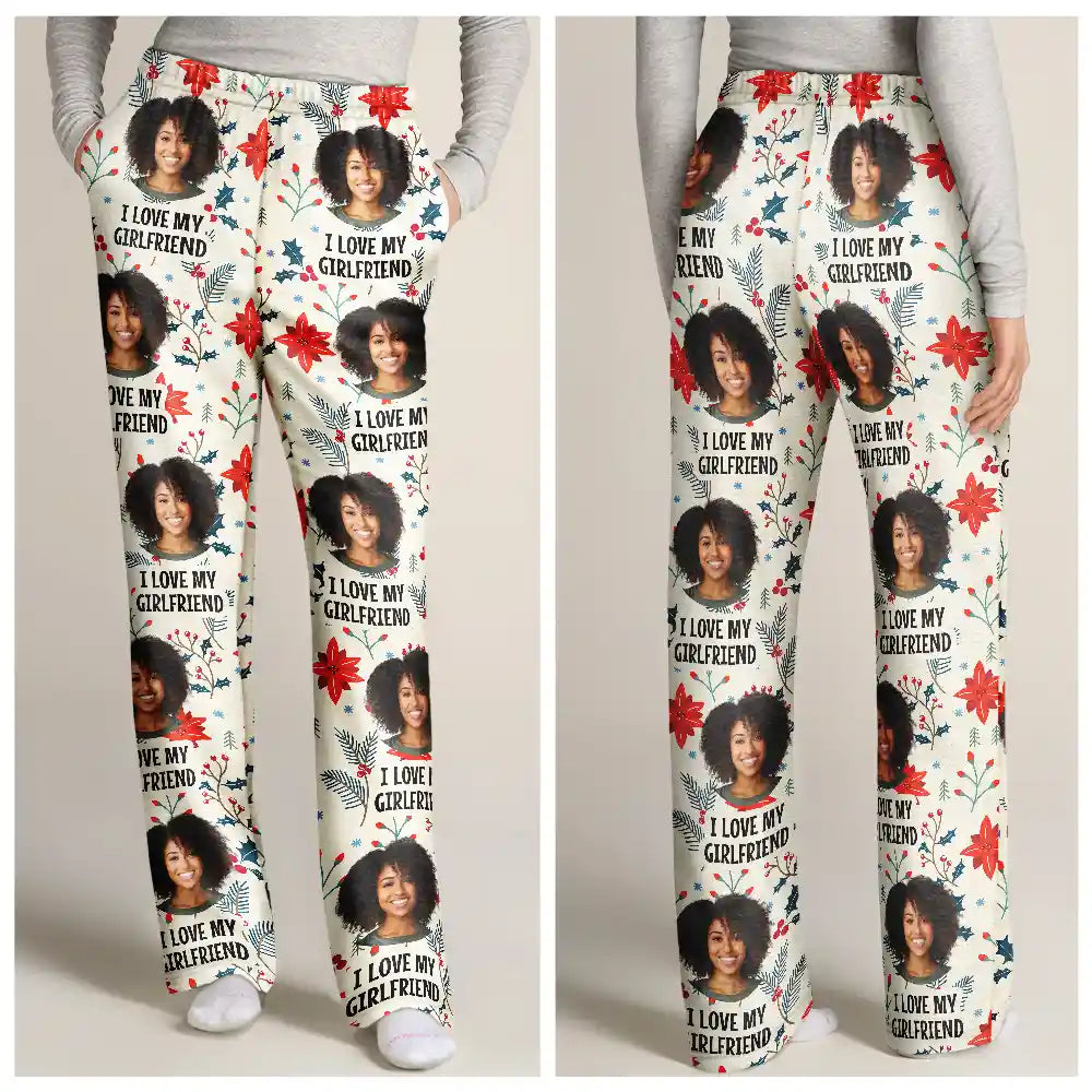 Custom Photo  I Love My Wife Christmas Pattern - Gift For Husband, Wife, Couple - Personalized Pajama Pants NA94