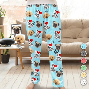 Custom Photo I Love My Dogs - Gift For Pet Lovers - Personalized Pajama Pants NA94