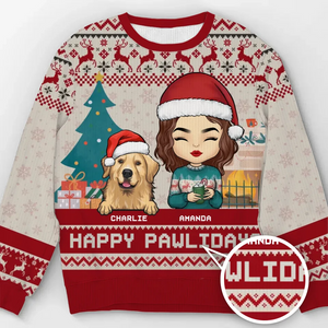 Happy Pawlidays - Personalized Ugly Sweater - Christmas Gift For Husband Wife, Anniversary, Pet Owners, Pet Lovers - NH96