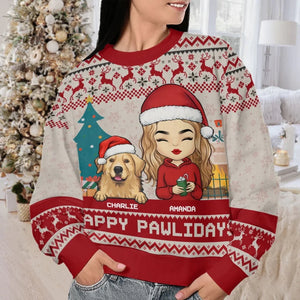 Happy Pawlidays - Personalized Ugly Sweater - Christmas Gift For Husband Wife, Anniversary, Pet Owners, Pet Lovers - NH96