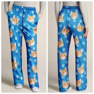 Custom Photo Face Funny Pattern Dog Cat Family - Gift For Pet Lovers - Personalized Pajama Pants NA94