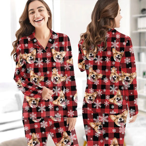 Custom Photo Snuggling Up In Cozy Pajamas Featuring Your Furry Friend - Gift For Pet Lovers - Personalized Pajama NA94