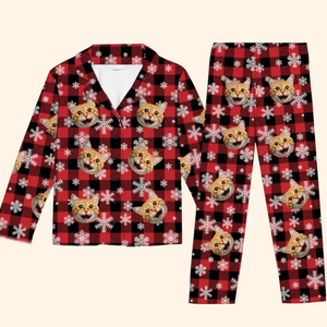 Custom Photo Snuggling Up In Cozy Pajamas Featuring Your Furry Friend - Gift For Pet Lovers - Personalized Pajama NA94