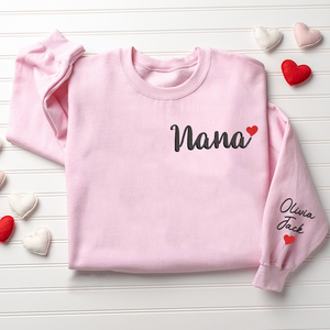 Custom Text Nana Trend - Embroidered Hoodie, Sweatshirt, Tshirt - Gift for Grandma, Family