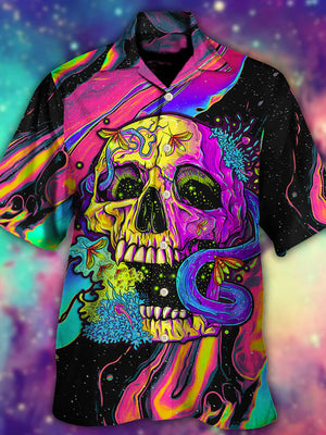 Psychedelic Hippie Style Skull Hawaiian Shirt