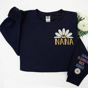 Nana Daisy Flower - Embroidered Hoodie, Sweatshirt, Tshirt - Gift for Grandma