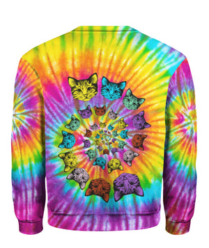 Tie Dye Hippie Cat Cute Sweater For Men And Women