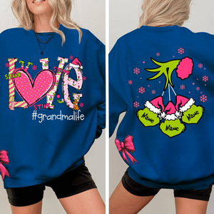 Custom Nickname Grandma Love Grandma Life And Kids Names Christmas 2024 - Pink Designer Personalized Sweatshirt With Side Bow - NH96