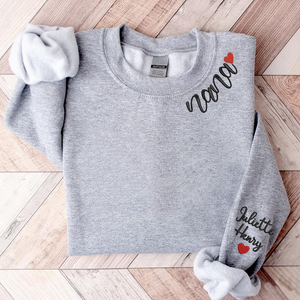 Custom Name Nana With Grandkids - Embroidered Hoodie, Sweatshirt, Tshirt - Gift for Grandma