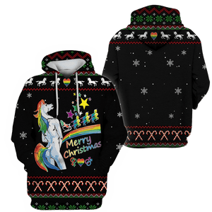 Unicorn Merry Christmas Hoodie For Men And Women