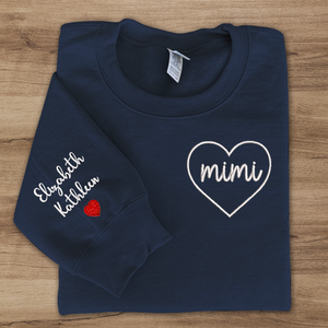 Custom Name with Heart - Embroidered Sweatshirt, Hoodie, Tshirt - Best Gift for Grandma