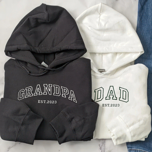 Custom Text Dad and Grandma - Embroidered Sweatshirt, Hoodie, Tshirt - Gift for Grandma, Dad