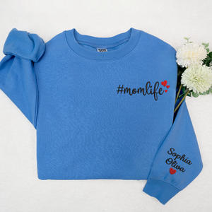 Custom Mom And Kids Momlife - Embroidered Sweatshirt, Hoodie, Tshirt - Best Gift for Mom