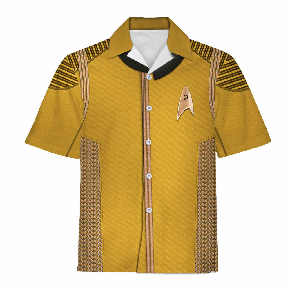 Star Trek DIS Enterprise Uniform Command Captain Brown Cool Hawaiian Shirt