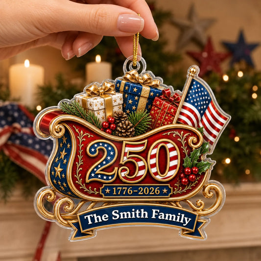 LA02. USA 250th Anniversary 1776-2026 Patriotic Christmas Gift For Family - Personalized Acrylic Ornament