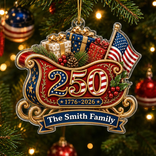 LA02. USA 250th Anniversary 1776-2026 Patriotic Christmas Gift For Family - Personalized Acrylic Ornament
