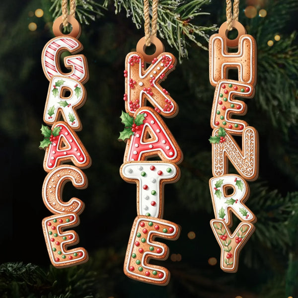 Custom Gingerbread Letter Christmas Birthday Gifts For Family, Friends - Personalized Wooden Ornament MH01