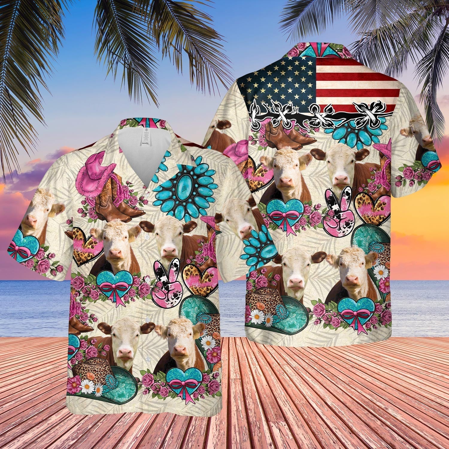 Unique Hereford Happiness Flowers 3D Hawaiian Shirt