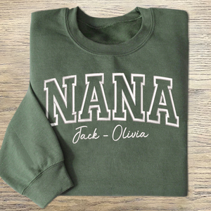 Custom Nana With Grandkids - Embroidered Hoodie, Sweatshirt, Tshirt - Gift for Grandma