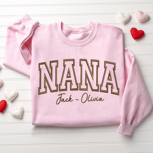 Custom Nana With Grandkids - Embroidered Hoodie, Sweatshirt, Tshirt - Gift for Grandma