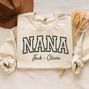 Custom Nana With Grandkids - Embroidered Hoodie, Sweatshirt, Tshirt - Gift for Grandma