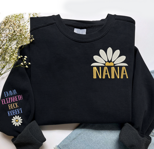 Nana Daisy Flower - Embroidered Hoodie, Sweatshirt, Tshirt - Gift for Grandma