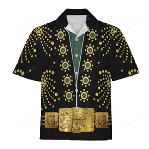 Elvis Presley The Fireworks Black - Costume Cosplay Hawaiian Shirt ELHS21