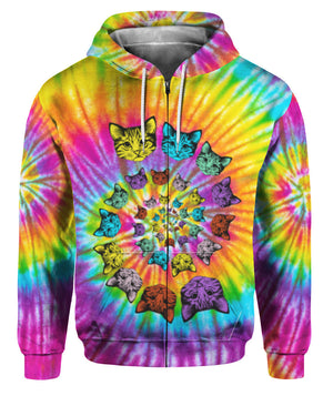 Tie Dye Hippie Cat Cute Hoodie