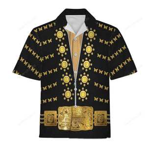 Elvis Butterfly Black - Costume Cosplay Hawaiian Shirt ELHS27