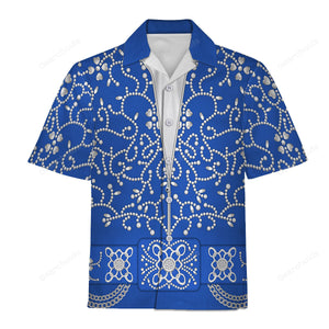 Elvis Blue Swirl Blue - Costume Cosplay Hawaiian Shirt ELHS25