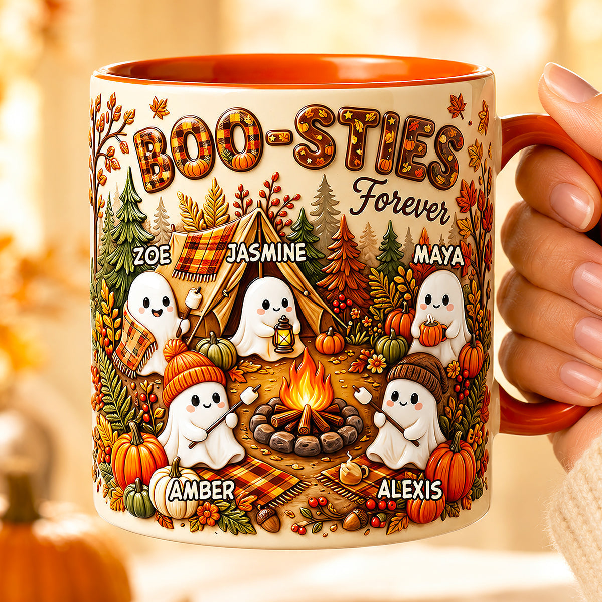Boo Sties Forever Fall Camping Gift For Besties - Personalized Accent Mug HN02