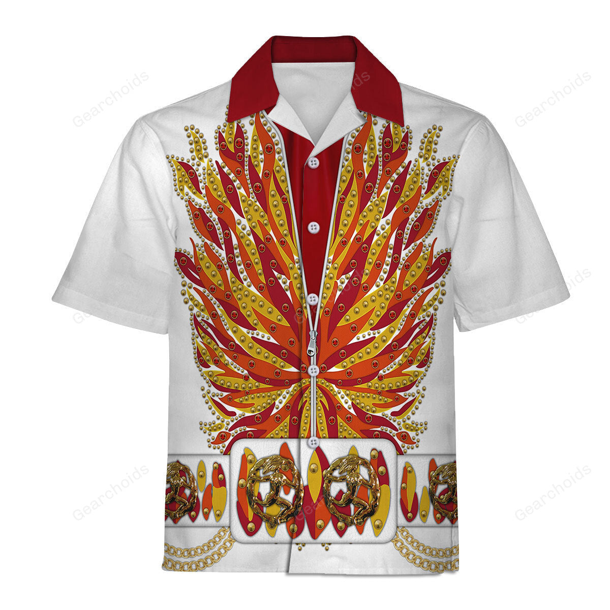 Elvis Flame Outfit - Costume Cosplay Hawaiian Shirt ELHS12