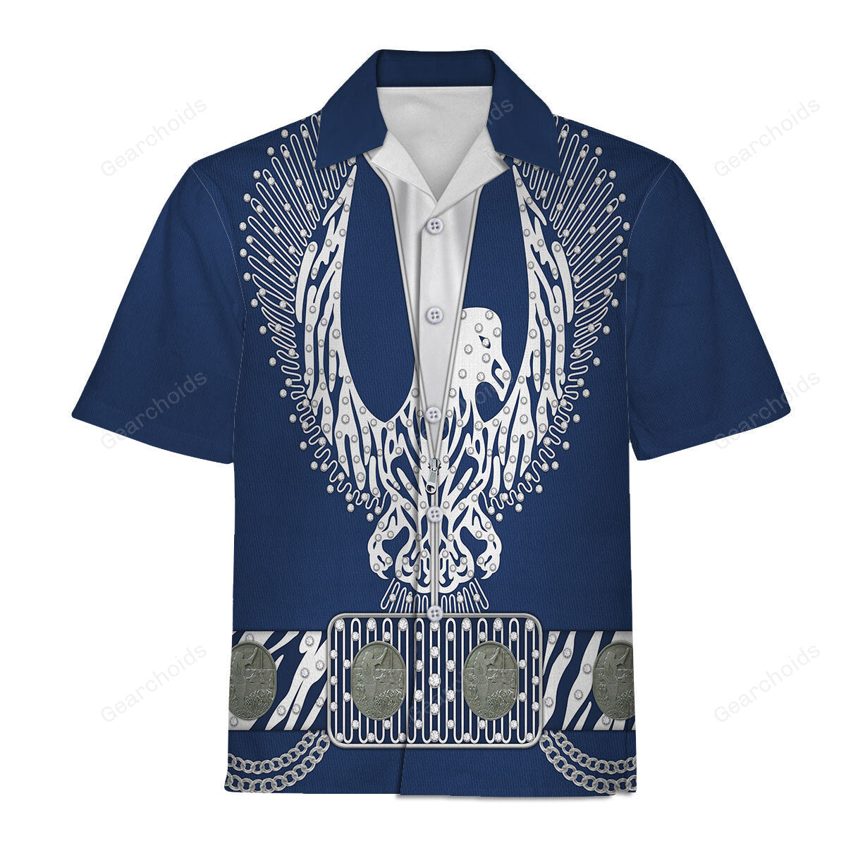 Elvis Silver Phoenix Blue - Costume Cosplay Hawaiian Shirt ELHS19