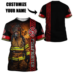 Personalized Brave Firefighter T-Shirt 3D For Men & Women