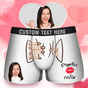 Custom Photo Hand Hold Property Kiss - Gift For Husband, Boyfriend - Personalized Men's Boxer Briefs