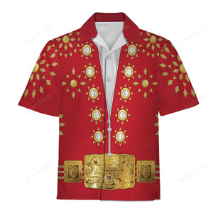 Elvis Burning Love Costume Red - Costume Cosplay Hawaiian Shirt ELHS15