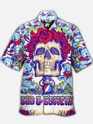 Psychedelic Hippie Ice Bear And Skull With Garland Hawaiian Shirt