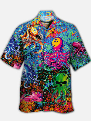 Hippie Light Colorful Lover Art Style Skull Variation Octopus Hawaiian Shirt