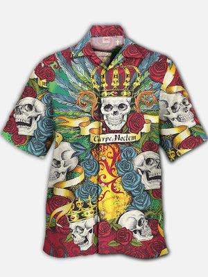 Amazing Style Skull King, Rose And Feather Printing Hawaiian Shirt