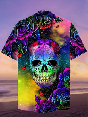 Psychedelic Hippie Colorful Graffiti Skull Hawaiian Shirt