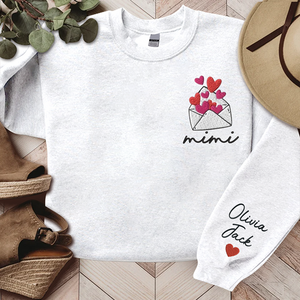 Love Letter Valentine Mimi And Kids - Embroidered Hoodie, Sweatshirt, Tshirt - Gift for Family