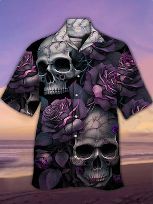 Mysterious Gothic Flowers And Skulls Hawaiian Shirt