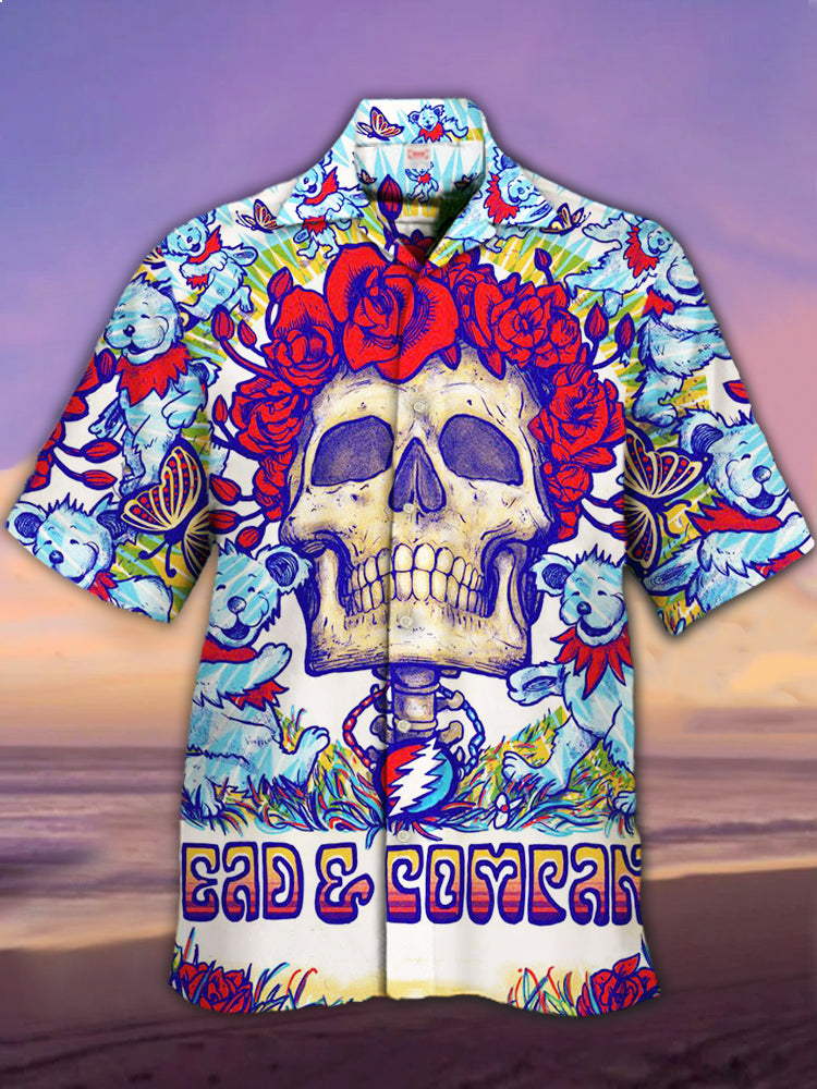 Psychedelic Hippie Ice Bear And Skull With Garland Hawaiian Shirt