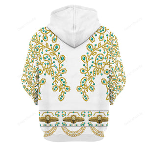 Elvis Spanish Flower - White With Green Stones - Costume Cosplay Hoodie Sweatshirt Sweatpants