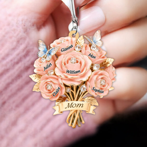 I Love You Mom Floral - Personalized Keychain - Gift For Mom, Grandma HN02