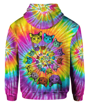 Tie Dye Hippie Cat Cute Hoodie